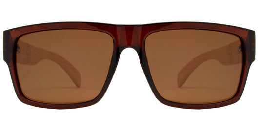 Wholesale - PL 2019 - Polarized Bamboo Horn Rimmed Rectangular Sunglasses - Dynasol Eyewear
