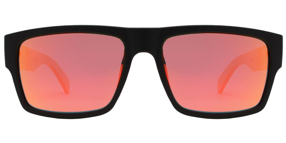 Wholesale - PL 2019 RVC - Polarized Bamboo Horn Rimmed Rectangular with Color Mirror Lens Sunglasses - Dynasol Eyewear