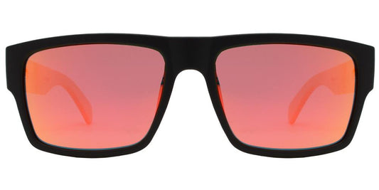Wholesale - PL 2019 RVC - Polarized Bamboo Horn Rimmed Rectangular with Color Mirror Lens Sunglasses - Dynasol Eyewear