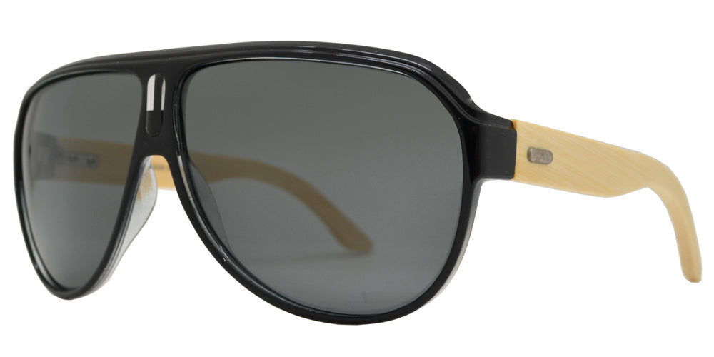 Wholesale - PL 2020 - Bamboo Polarized Retro Flat Top Sunglasses - Dynasol Eyewear
