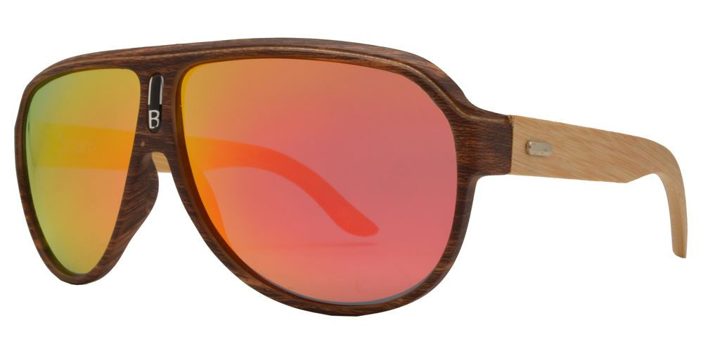 Wholesale - PL 2020 RVC - Polarized Bamboo Color Mirror Lens Retro Aviator Sunglasses - Dynasol Eyewear