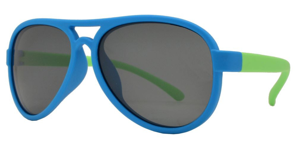 Wholesale - PL 3008 - Polarized Kids TR90 Rubber Retro Aviator Sunglasses - Dynasol Eyewear