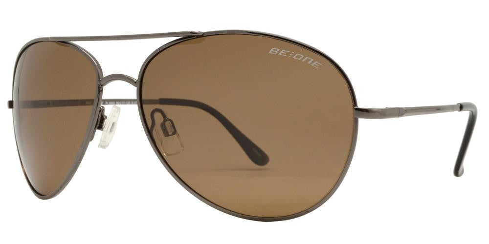 Wholesale - PL 3900 - Polarized Brow Bar Aviator Metal Sunglasses - Dynasol Eyewear