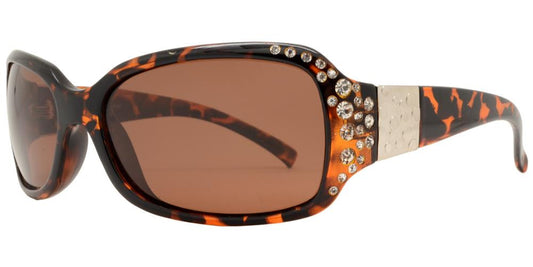 Wholesale - PL 7372 BX - Women's Rectangular Polarized Sunglasses with Rhinestones and Metal Accent - Dynasol Eyewear