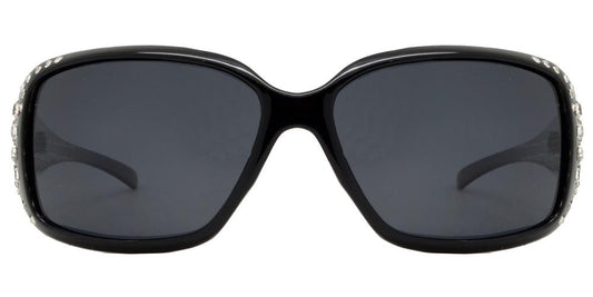 Wholesale - PL 7420 - Women's Polarized Square Sunglasses with Rhinestones and Pattern Temple - Dynasol Eyewear