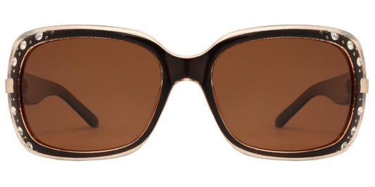 Wholesale - PL 7585 BX - Women's Square Fashion Plastic Polarized Sunglasses with Rhinestones - Dynasol Eyewear