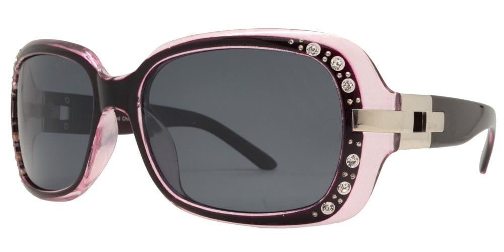 Wholesale - PL 7585 BX - Women's Square Fashion Plastic Polarized Sunglasses with Rhinestones - Dynasol Eyewear