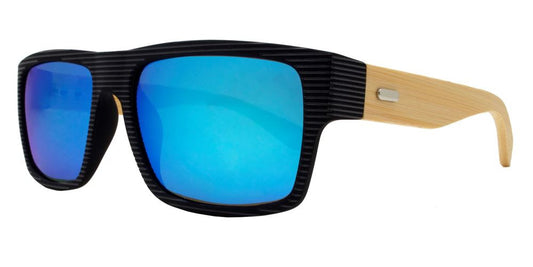 Wholesale - PL 7875 RVC - Rectangular Rigid Frame Flat Top Bamboo Polarized Sunglasses with Color Mirror Lens - Dynasol Eyewear