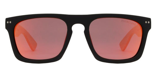 Wholesale - PL 7939 RVC - Square Flat Top Bamboo Polarized Sunglasses with Keyhole Bridge and Color Mirror Lens - Dynasol Eyewear