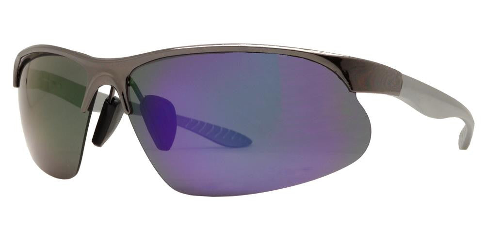 Wholesale - PL 967 RVC - Aluminum Half Rim Sports Polarized Sunglasses with Color Mirror Lens - Dynasol Eyewear