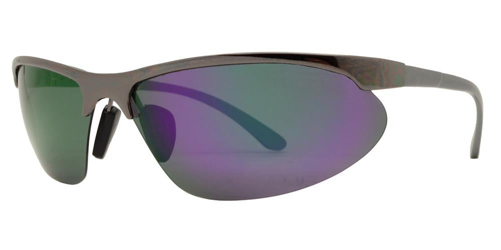 Wholesale - PL 969 RVC - Aluminum Half Rim Sports Polarized Sunglasses with Color Mirror Lens - Dynasol Eyewear