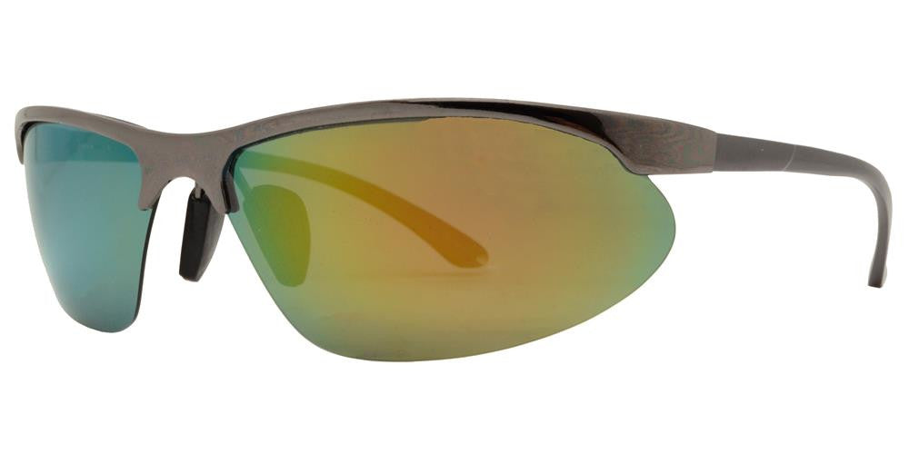 Wholesale - PL 969 RVC - Aluminum Half Rim Sports Polarized Sunglasses with Color Mirror Lens - Dynasol Eyewear