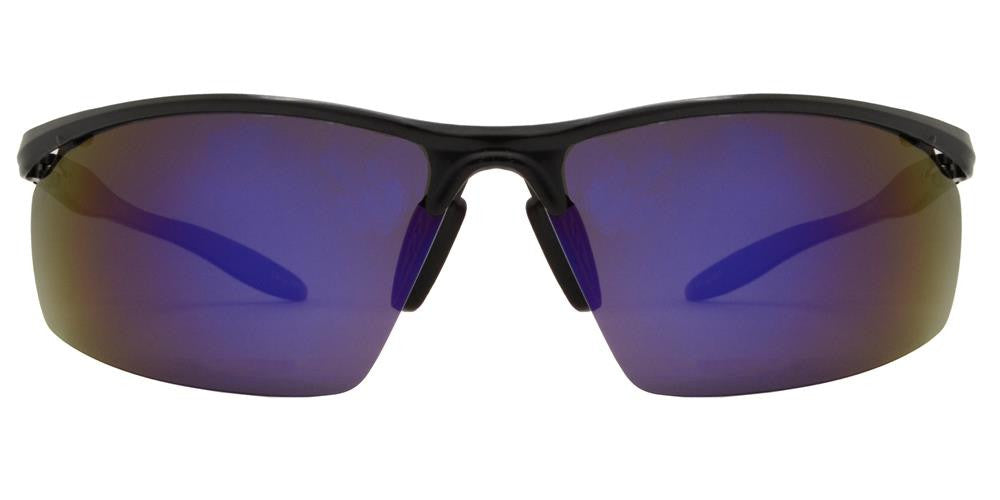 Wholesale - PL 982 RVC - Aluminum Rectangular Half Rimmed Sports Rimless Polarized Sunglasses with Color Mirror Lens - Dynasol Eyewear