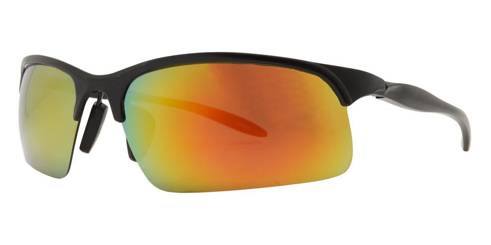 Wholesale - PL 988 RVC - Aluminum Rectangular Half Rimmed Sports Rimless Polarized Sunglasses with Color Mirror Lens - Dynasol Eyewear