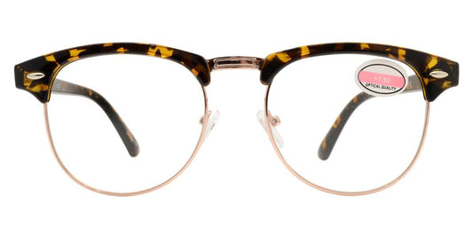 Wholesale - RS 1012 - Classic Horn Rimmed Half Rimmed with Metal Bridge Plastic Reading Glasses - Dynasol Eyewear