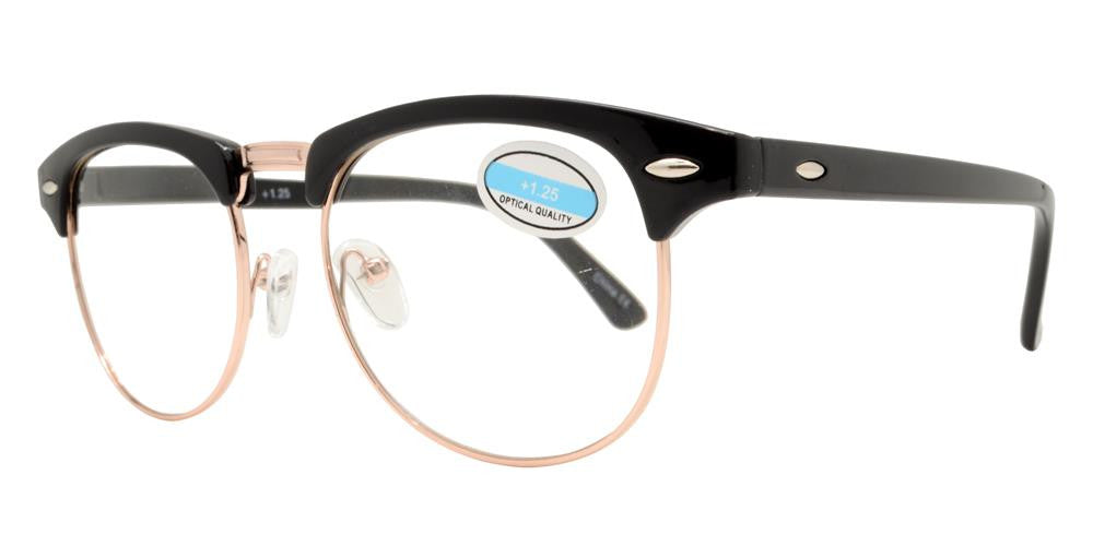 Wholesale - RS 1012 - Classic Horn Rimmed Half Rimmed with Metal Bridge Plastic Reading Glasses - Dynasol Eyewear