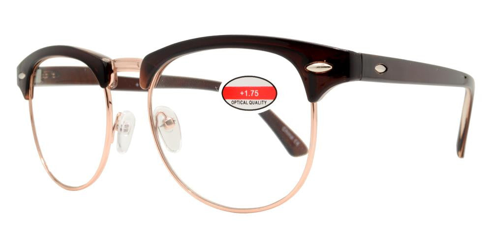 Wholesale - RS 1012 - Classic Horn Rimmed Half Rimmed with Metal Bridge Plastic Reading Glasses - Dynasol Eyewear