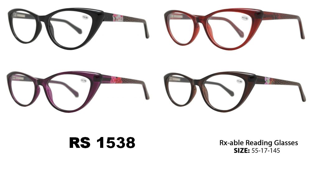 RS 1538-Plastic Rx-able Cat Eye Reading Glasses