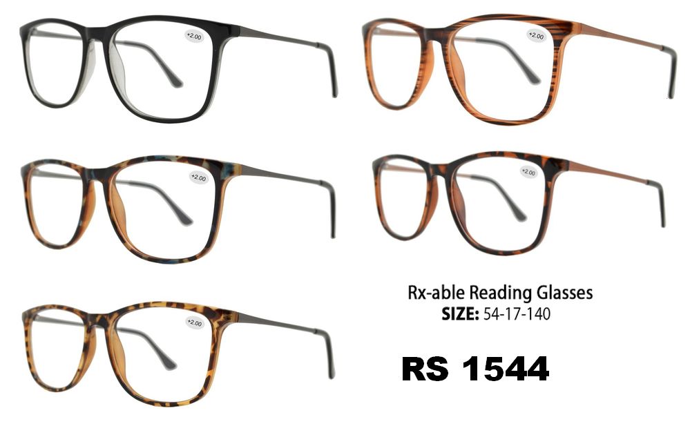 RS 1544-Rectangular Plastic Rx-able Reading Glasses