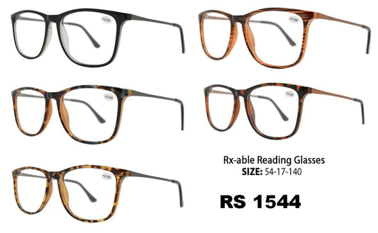 RS 1544-Rectangular Plastic Rx-able Reading Glasses