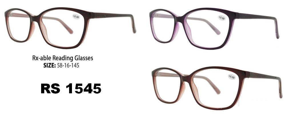 RS 1545-Rectangular Plastic Rx-able Reading Glasses