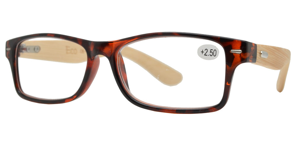 Wholesale - RS 1131 - Rectangular Horn Rimmed with Bamboo Temple Plastic Reading Glasses - Dynasol Eyewear