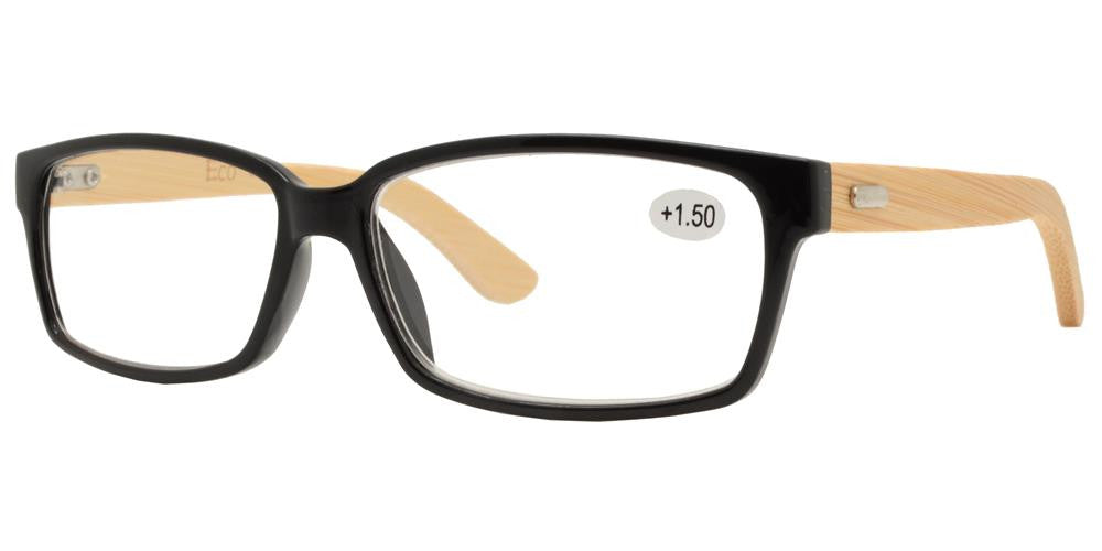 Wholesale - RS 1134 - Rectangular Horn Rimmed Bamboo Temple Plastic Reading Glasses - Dynasol Eyewear
