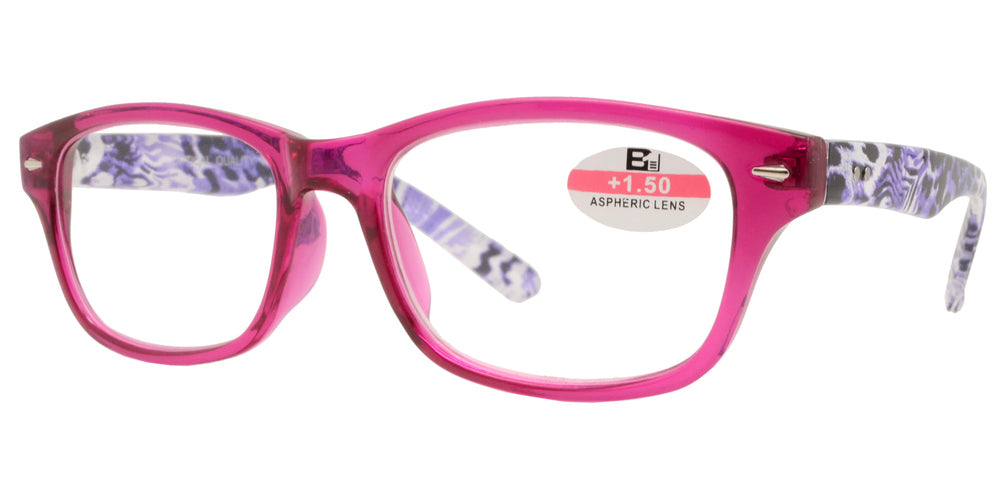 Wholesale - RS 1141 - Classic Horn Rimmed Temple Print Plastic Reading Glasses - Dynasol Eyewear