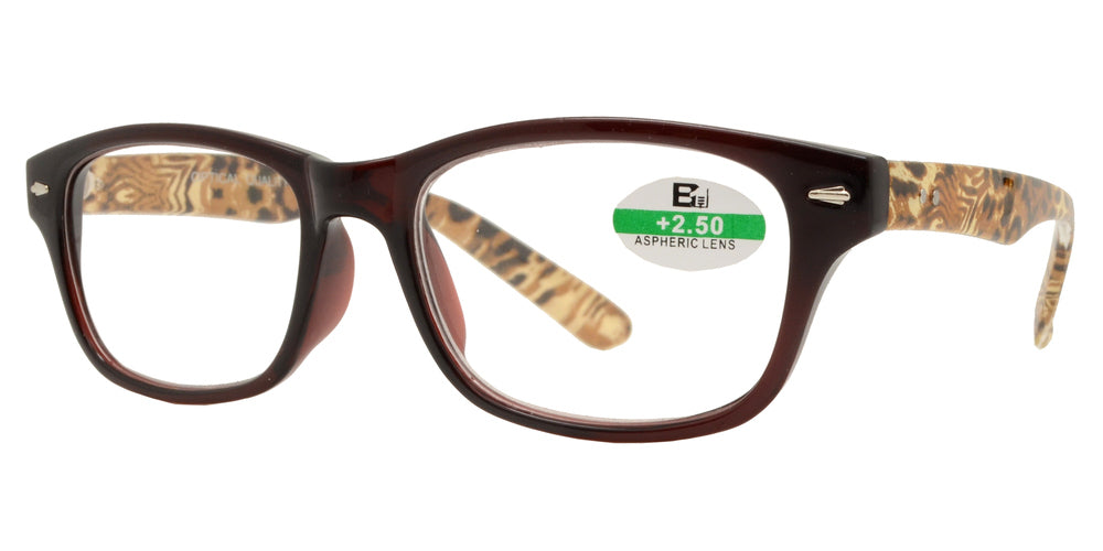 Wholesale - RS 1141 - Classic Horn Rimmed Temple Print Plastic Reading Glasses - Dynasol Eyewear