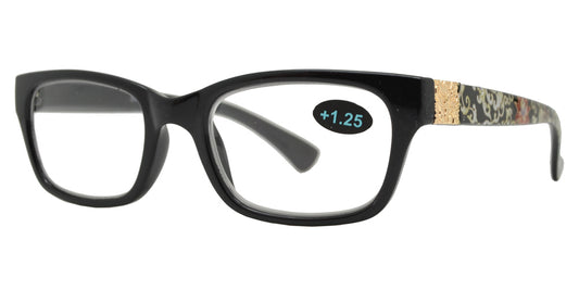 Wholesale - RS 1198 - Rectangular Plastic Reading Glasses with Flower Design - Dynasol Eyewear