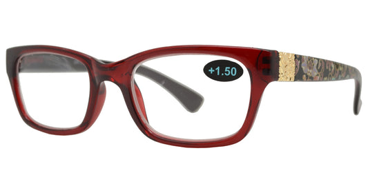 Wholesale - RS 1198 - Rectangular Plastic Reading Glasses with Flower Design - Dynasol Eyewear