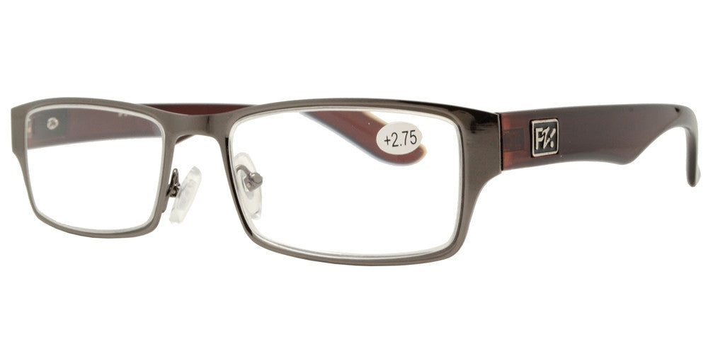 Wholesale - RS 1265 - Rectangular Horn Rimmed Metal Reading Glasses - Dynasol Eyewear