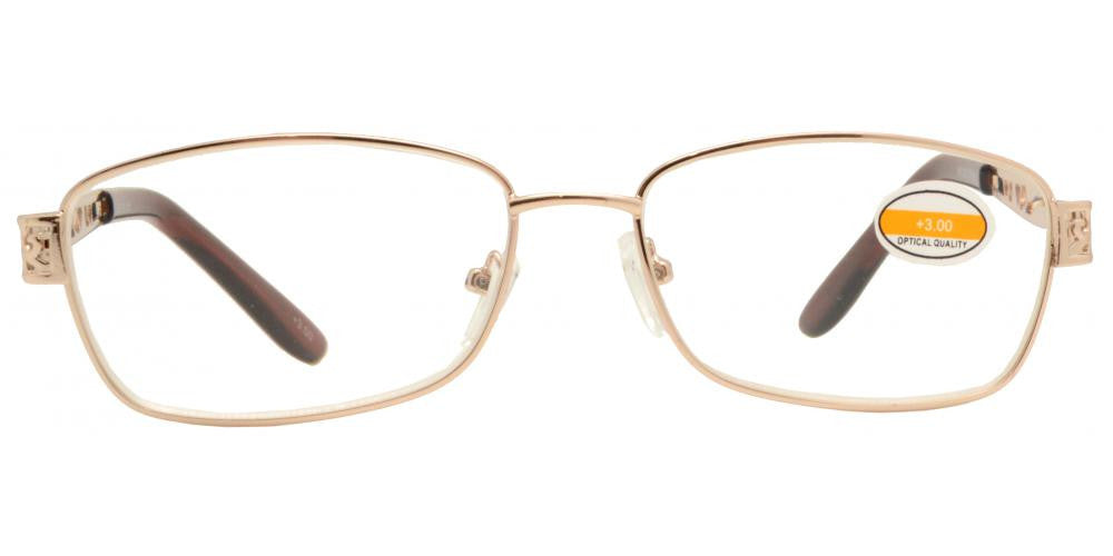 Wholesale - RS 1282 - Rectangular Frame Temple Cut Out Design Metal Reading Glasses - Dynasol Eyewear