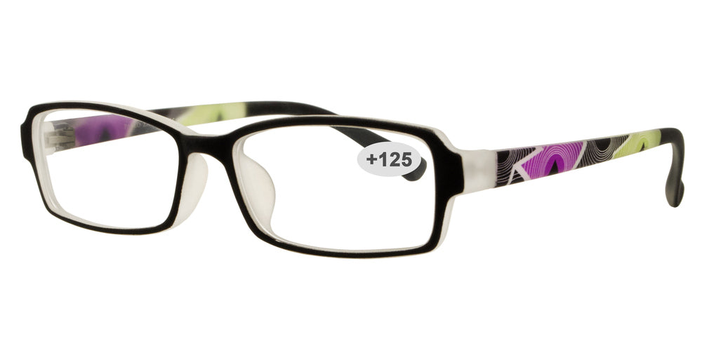 Wholesale - RS 1312 +1.25 - Rectangular Plastic Reading Glasses - Dynasol Eyewear
