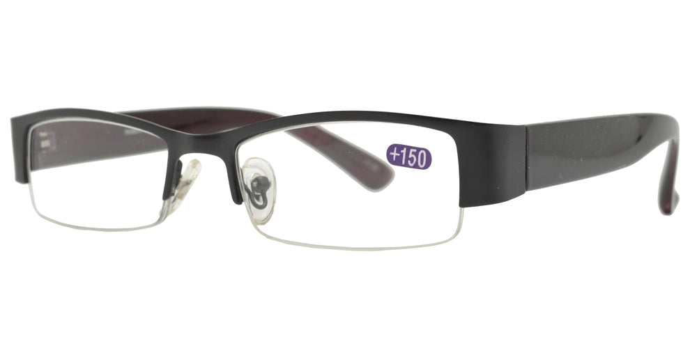 Wholesale - RS 1355 +1.50 - Metal Semi Rimless Reading Glasses - Dynasol Eyewear
