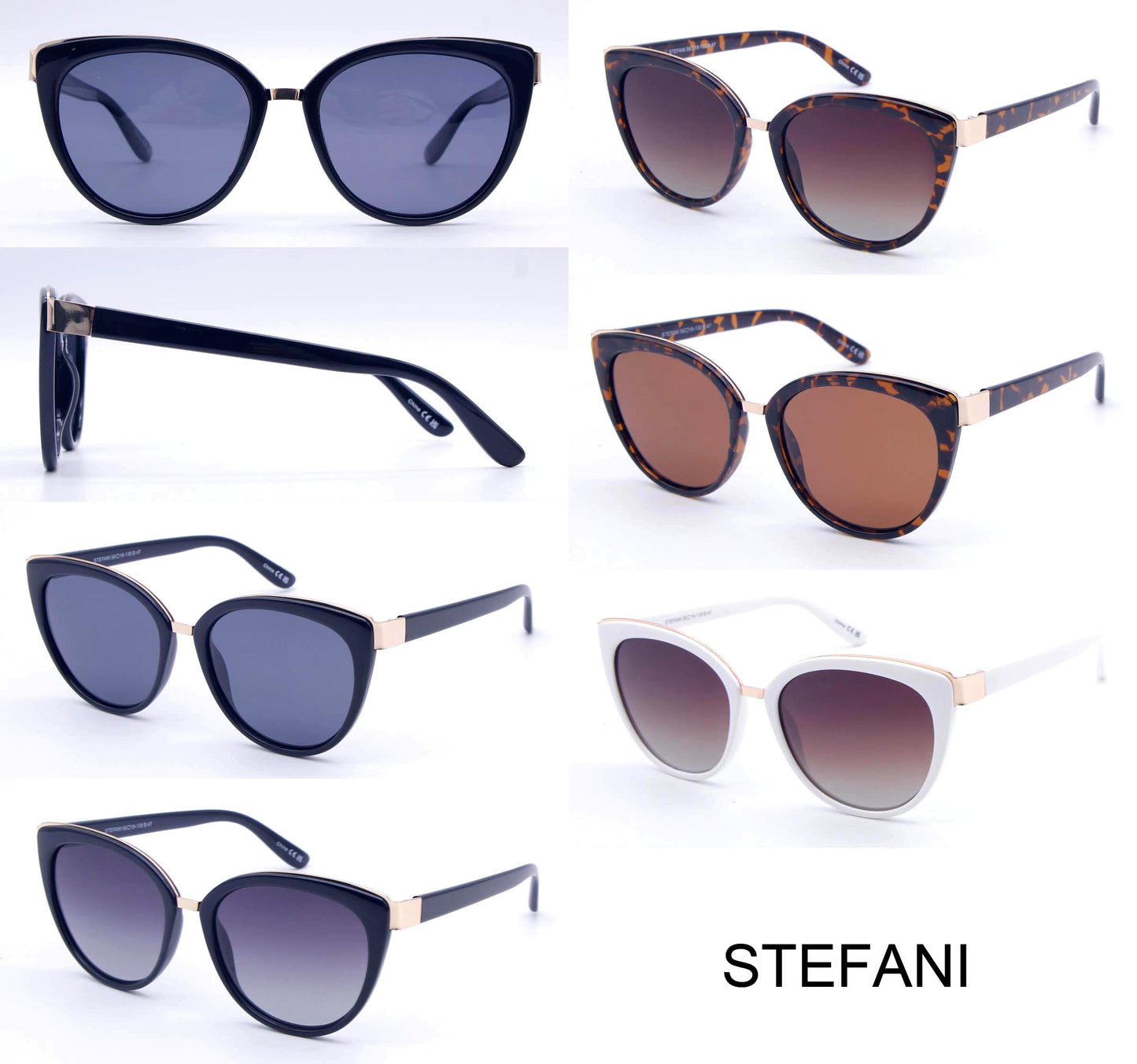 PL Stefani - Polarized Women Cat Eye Flat Lens Plastic Sunglasses